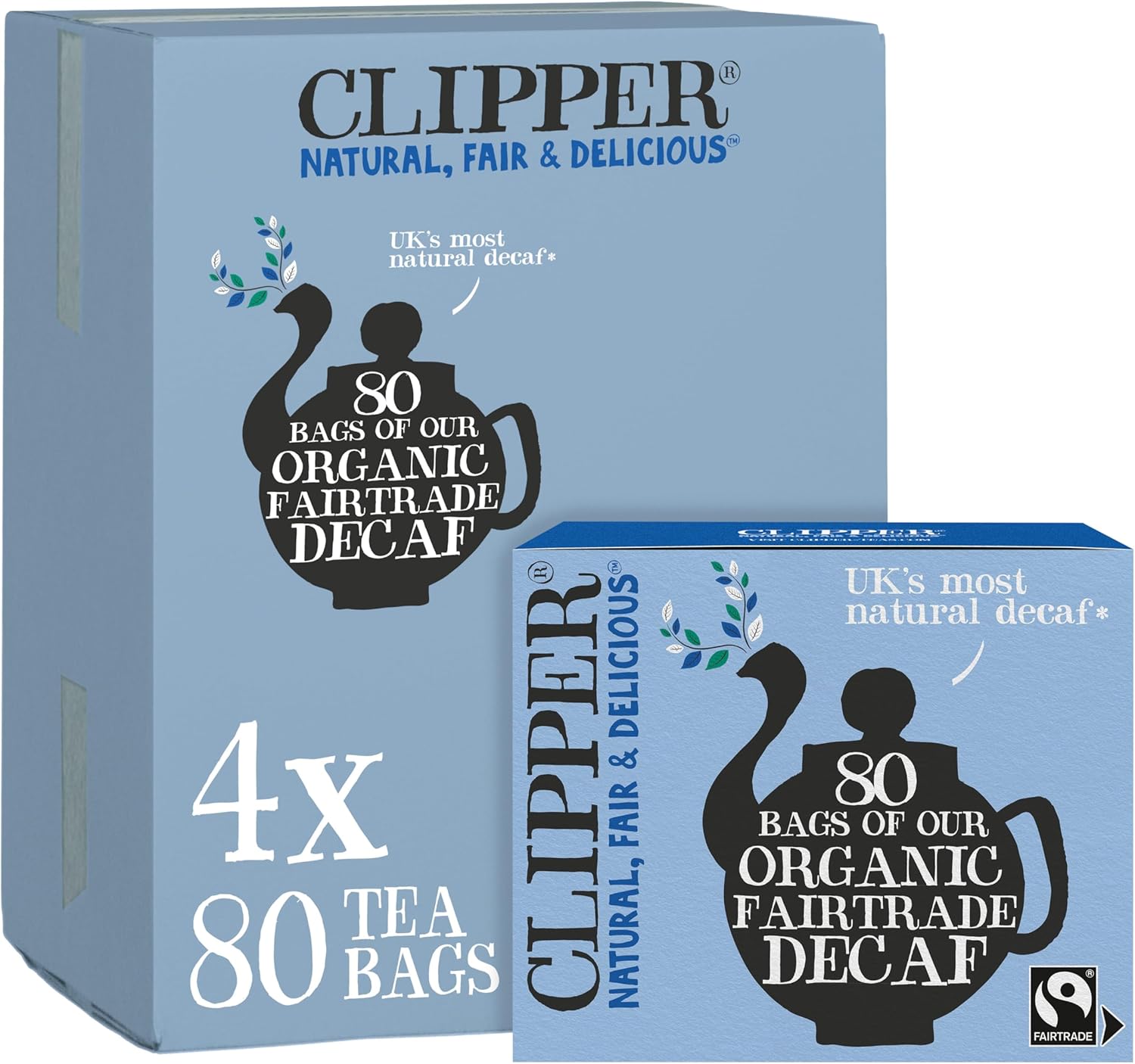 Clipper Tea, Organic Decaf, Plant-Based, Decaffeinated Black Tea, Great Over Ice, 4 Pack, 320 Unbleached Tea Bags