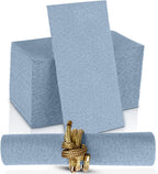 Disposable Cloth-Like Paper Napkins, 200 Pack 12" x 17" Linen-Feel Blue Denim Dinner Napkins For Wedding, Party, Kitchen Or Bathroom, Made In USA