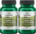 Swanson Indole-3-Carbinol with Resveratrol - I3C Supplement Promoting Cellular Protection - Natural Supplement to Help Maintain Healthy Hormone Balance - (60 Capsules, 200mg Each) (2 Pack)