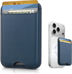 Magnetic Mag-safe Wallet Cell Phone Card Holder for Phone Case with Mag-Safe, Stronger Magnetic RFID Leather Stick on Phone Wallet Compatible with iPhone 17/16/15/14/13/12 Series,Navy Blue Color