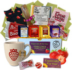 Tea Cookie and Honey Gift Set Sampler Basket with Candy Care Package Get Well Soon for Women Mom Best Friend Birthday Ideas After Surgery Thinking Of You Strawberry Themed Box