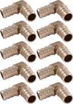 SharkBite 1/2 Inch Crimp 90 Degree Elbow, Pack of 10, Brass Plumbing Fitting, PEX Pipe, PE-RT, UC248LFA10.