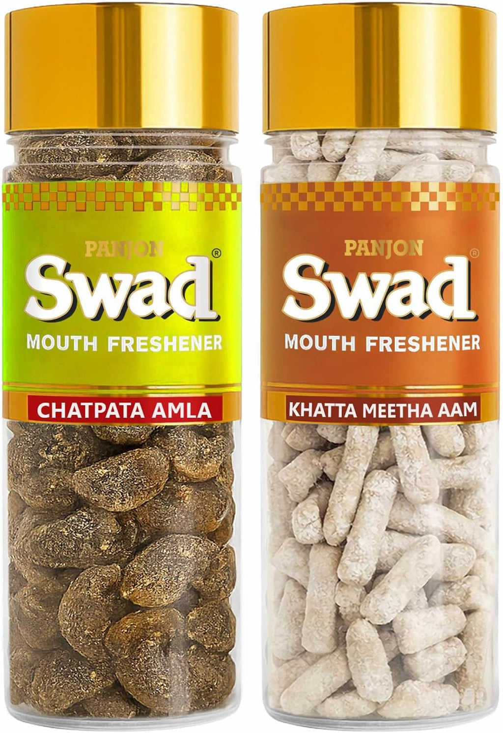 Panjon Swad Chatpata Amla & Khatta Meetha Aam (Mukhwas Mouth Fresheners) 2 Bottles, 245g