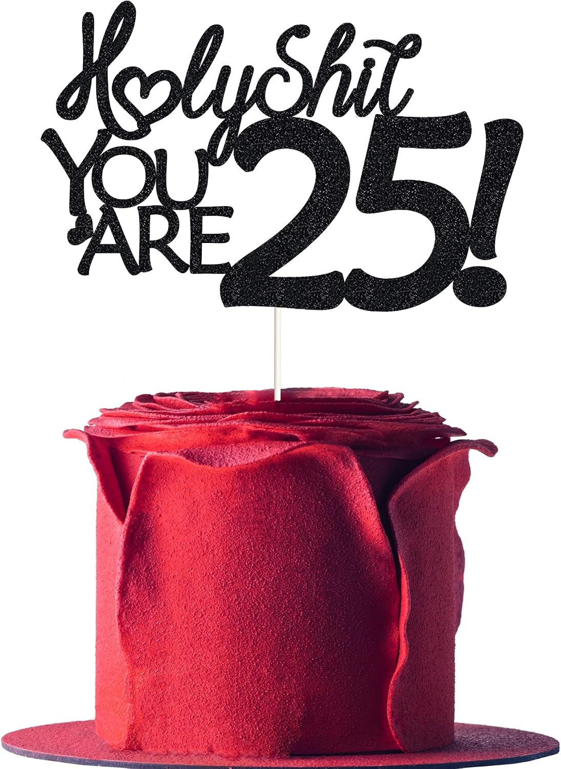 25 Funny Birthday Cake Toppers-Black Glitter, Twenty Five Cake Topper, 25 cake toppers, 25th birthday decorations,25th Birthday Cake Topper, 25 Decorations for Cake, 25 Birthday Decorations