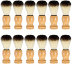 12 Pcs Wood Handled Hair Shaving Brush Professional Salon Tools Beard Grooming Tool for Men Shave Accessory