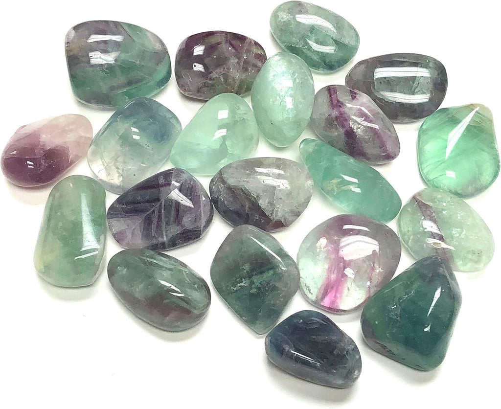 Natural Grade A Large Tumbled Rainbow Fluorite - Polished Authentic Wholesale Gemstones for Healing, Wicca, Reiki (1/2 Pound)