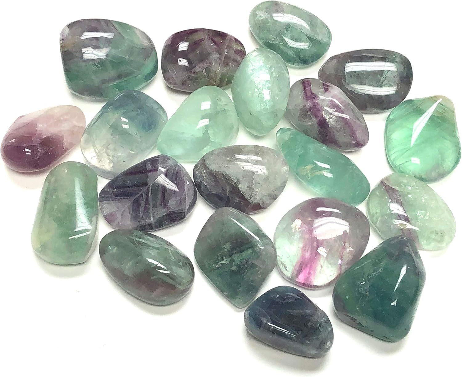 Natural Grade A Large Tumbled Rainbow Fluorite - Polished Authentic Wholesale Gemstones for Healing, Wicca, Reiki (1/2 Pound)