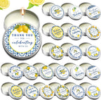 Treela 24 Pcs Capri Lemon Candles Favors Italian Lemon Scented Candle Tins with Lids Amalfi Coast Gifts for Mediterranean Wedding Bridal Baby Shower Party Favors Decorations