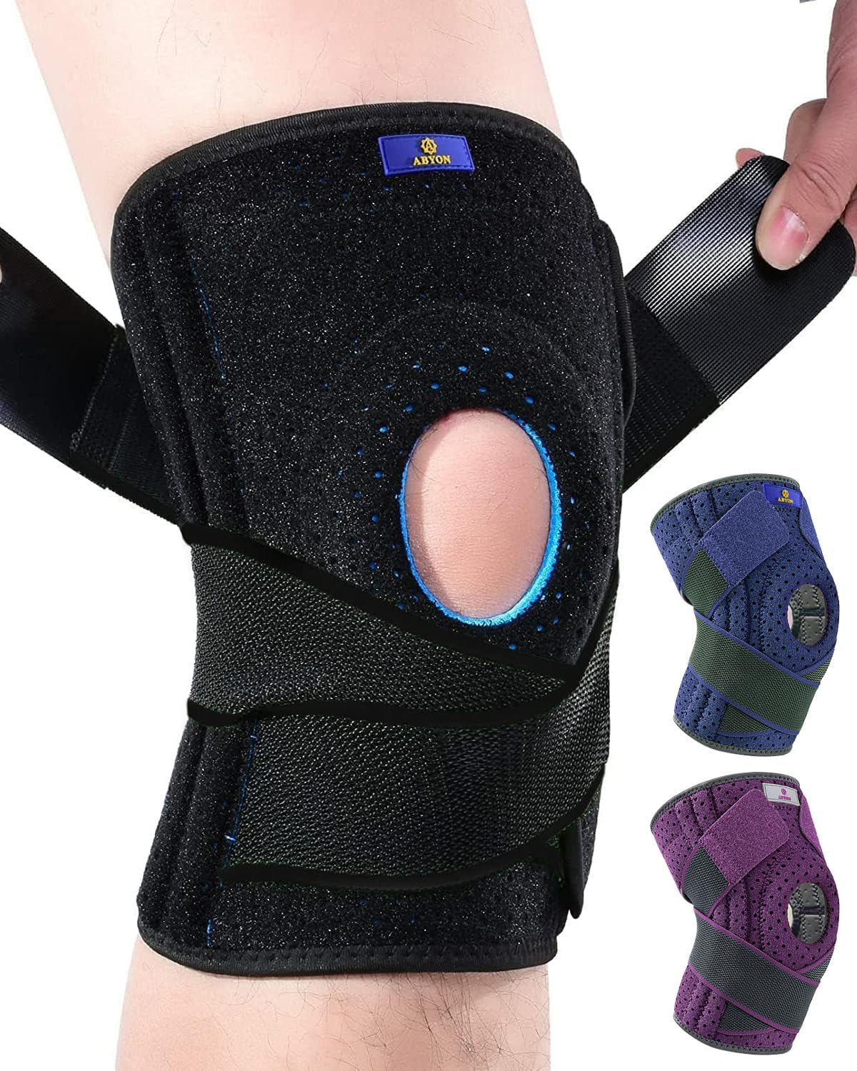 ABYON Knee Brace for Men & Women Meniscus Tear, Knee Support with Dual Side Stabilizers & Crossed Compression Straps for Knee Pain Relief, ACL, Arthritis and Post-Surgery Recovery - Please Check How To Size Video