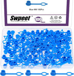 Swpeet 100Pcs M8 Blue Plastic Grease Fitting Cap Assortment kit, Grease Zerk Fitting Cap Plastic Dust Cover, Brake Bleeder Screw Caps Dust Cover with Keeper for Motorcycle Car