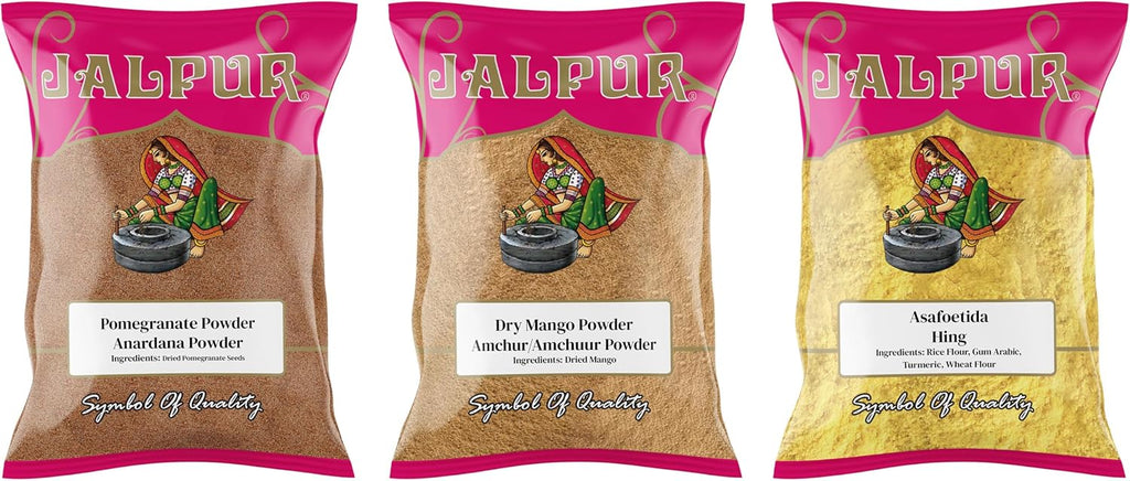 Jalpur Millers Spice Combo Pack - Pomegranate Powder 100g - Dry Mango Powder 100g - Asafoetida 100g (3 Pack)