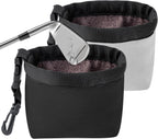 2 Pack Golf Club and Golf Ball Cleaner Bag, Portable Pocket Golf Ball Washer with Waterproof Microfiber Liner, Neoprene Golf Ball Cleaning Holder Pouch with Carabiner Clip - Best Golf Accessories Gift