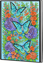 FRANDEK Diamond Art Painting Notebook Kit, Blue Butterfly A5 DIY Journal with 50 Blank Pages, Crystal Rhinestone Cover With Waterproof Canvas, Beginner Craft Set with Full Tools for Adults