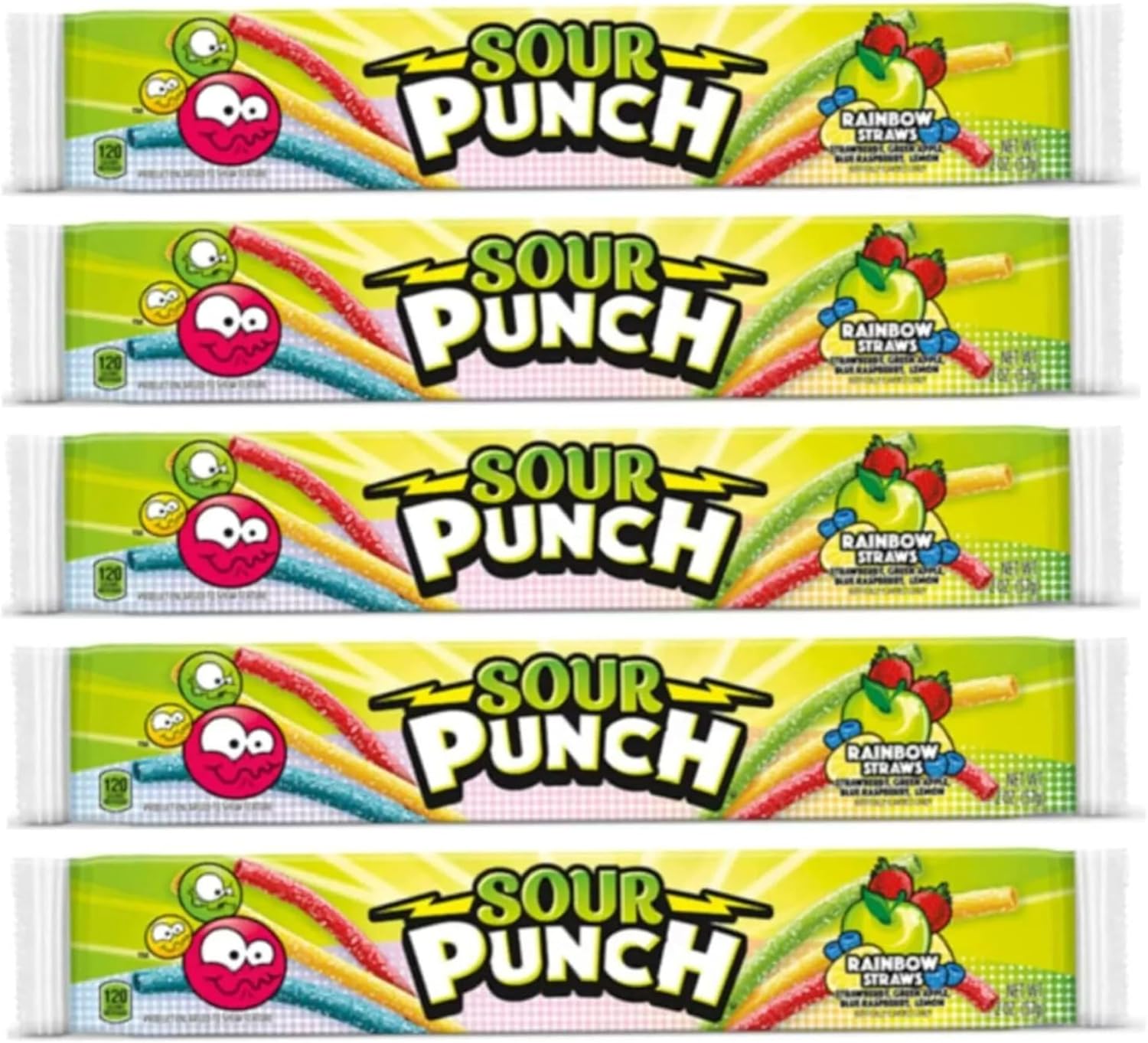 Sour Punch Fruity Mystery Straws Bundle 3 Items Gift Assortment 4.5 ounce pack each, 3 packs total (Rainbow)