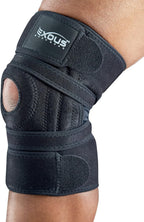 EXOUS BODYGEAR Knee Brace Meniscus Tear Support For Arthritis Acl, Mcl Pain Patented 4-way Adjustable Wraparound Strap Dual Side Stabilizer For Patella Stability Size [medium]