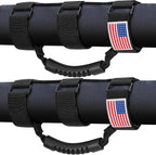 moveland Roll Bar Grab Handles with US Flag, 2 x Grip Handles for 1955-2023 Jeep Wrangler JL, JK, TJ, YJ & Jeep Gladiator Accessories - Upgrade Metal Buckle, Strong & Durable