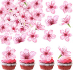 40 Pack Cherry Blossoms Cupcake Toppers Flowers Cake Decorations Wafer Paper Flowers Cupcake Topper for Baby Shower Kids Birthday Wedding Flowers Party Decorations Supplies.