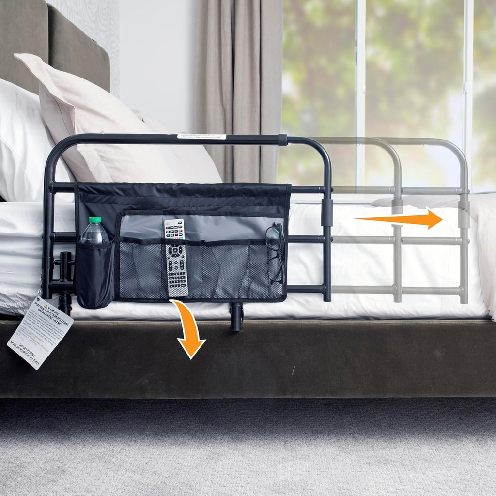 Stander Wonder Pivot Bed Rail, Adjustable Safety Assist Railing with Swing Down Guardrail for Elderly Adults, Fits Mattresses 8 to 12 Inches Thick, ASTM Safety Approved Bedrail, Black