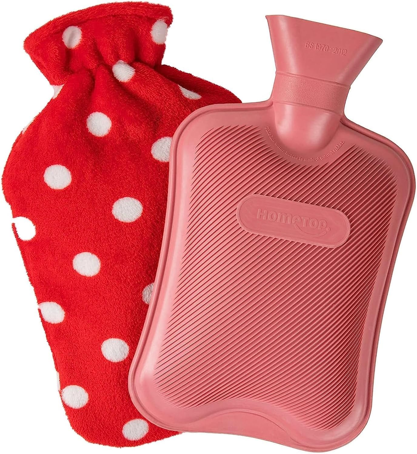 HomeTop Premium Classic Rubber Hot or Cold Water Bottle with Soft Fleece Cover