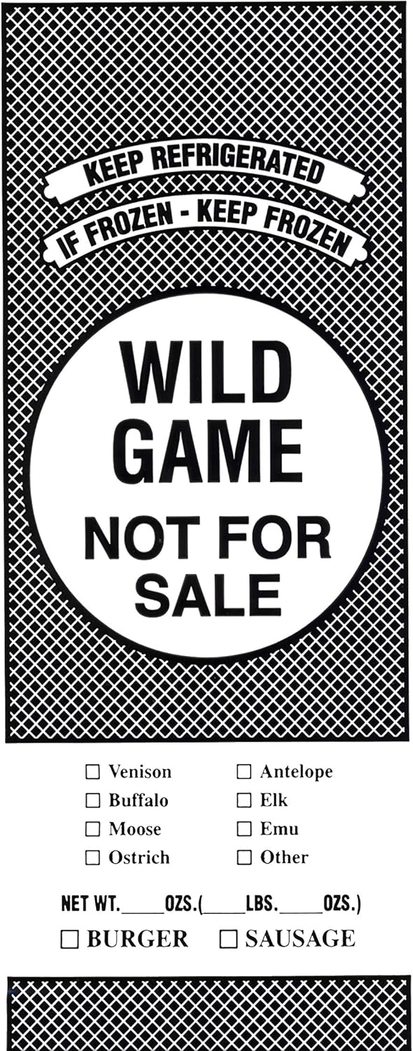 Wild Game Freezer Bags - 1 Lb. Size, Disposable, Single-layer Polyethylene, White, Self Seal, Airtight, Leak Resistant, Durable - Package of 100