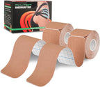 Kinesiology Tape Precut Strips (40 Count, 10") | Latex-Free Muscle Tape for Sports | Cinta Kinesiologica Ideal for Knee, Shoulder, and Elbow Support (Beige)