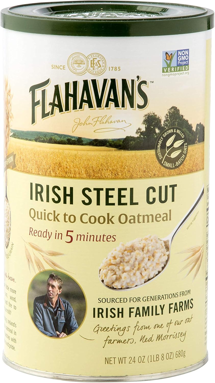 Flahavan's Quick to Cook 5 Minute, Irish Steel Cut Oatmeal, 24 Ounce (Pack of 6)