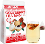 Plant Gift Longan Goji Berry Tea Bags 10.58oz (6g*50bags), Dried Longan, Wolfberry, Rose, Hongzao Chinese Pure Nature, Health Care Mixed Tea, Combination of Floral Tea 300g 桂圆枸杞茶