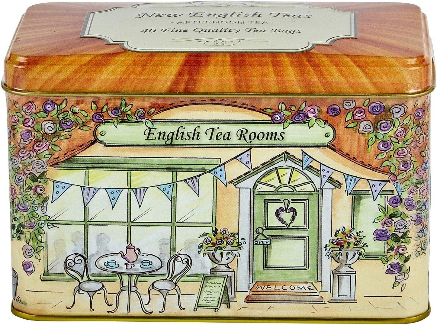 New English Teas Vintage Tea Rooms Tea Tin with 40 English Afternoon Teabags