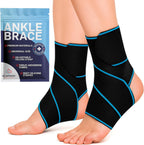 Dr. Arthritis Essentials Ankle Brace Support for Women & Men, Tendonitis, Achilles Injuries, Running, Basketball & More, Fits Left & Right Foot (Blue 2 Pack)