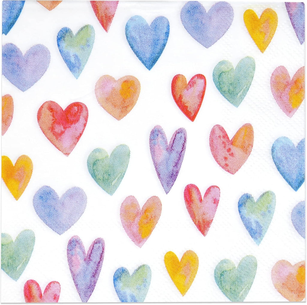 Gift Boutique Valentine’s Day Heart Beverage Napkins, 100 Count 3-Ply Cocktail Napkins with Colorful Heart Design