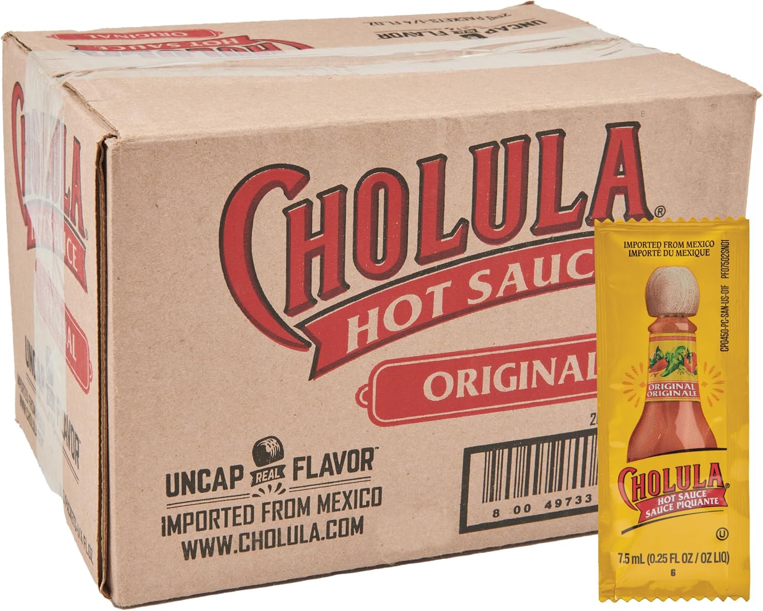 Cholula Original Hot Sauce Packets, 200 count - One 200 Count Individual Hot Sauce Packets with Mexican Peppers and Signature Spice Blend, Perfect Single-Serve Size for Delivery and Takeout