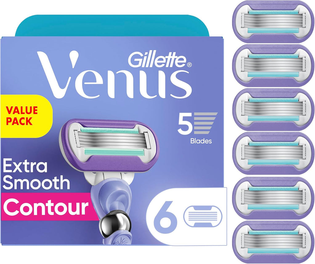 Gillette Venus Deluxe Smooth Swirl Womens Razor Blade Refills, 6 Count, Moisture Ribbon to Protect Against Irritation