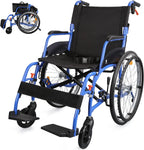 Wheelchairs for Adults, WHLICKS Premium Comfortable Transport Wheelchair Lightweight Foldable，25lb Portable Transfer Chair for Seniors with Swing-Away footrests and Anti Tipper, 264lb Capacity