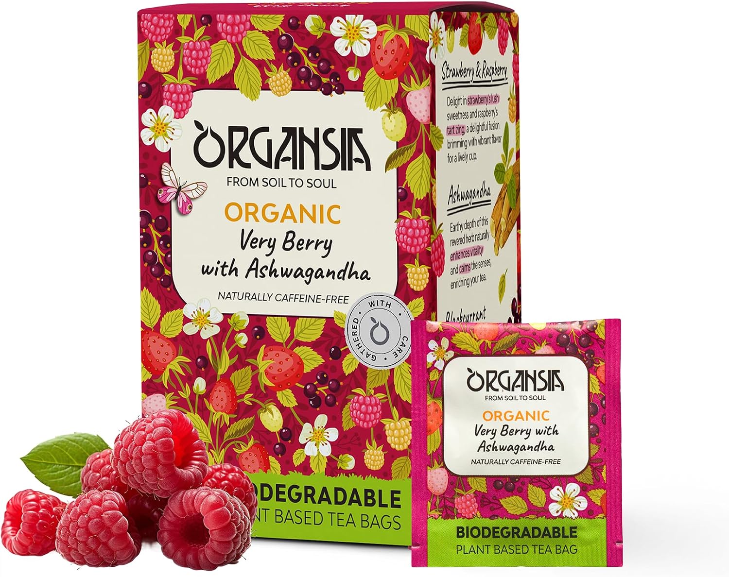 Organsia Herbal Tea - Very Berry with Ashwagandha - Certified Organic - Caffeine Free