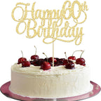 1 Pack Happy 60th Birthday Cake Topper Gold Glitter Number 60 Sixty Years Old Birthday Cake Pick Decoration For 60th Birthday Celebrating Anniversary Party Supplies