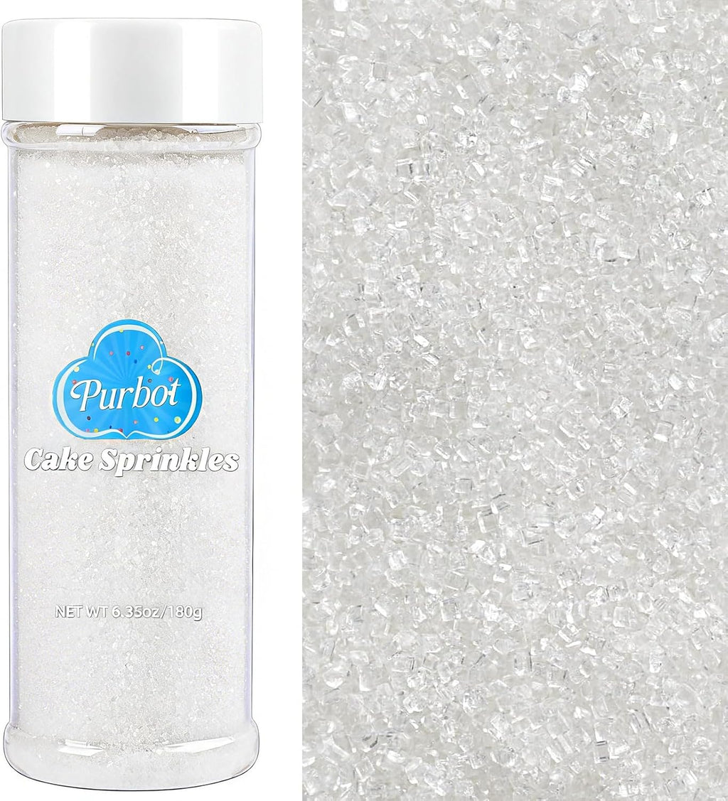White Sanding Sugar Sprinkles, 6.35 oz Edible Sparkling Crystals Coarse Sugar Sprinkles for Baking Cake Cupcake Cookie Ice Cream Topping