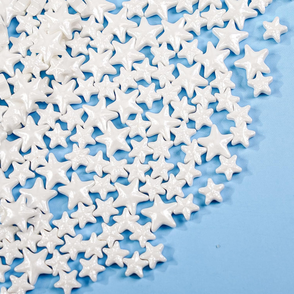 Dazzjoy White Star Sugar Sprinkles, 130g/4.58oz, White Star Sprinkles for Cake Decorating, Cupcake Toppers, Baking Cake Decorations, Birthday Party Supplies