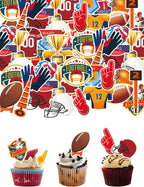 NICIFOAM 75 Pcs Edible Cake Decorations for Rugby Themed Cakes Decoration for Birthdays and Baby Showers Sports-Themed Cupcake Set