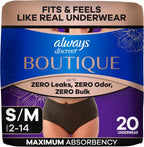Always Discreet Boutique Incontinence and Postpartum Underwear for Women, Maximum Protection, Small/Medium, Black, 20 Count