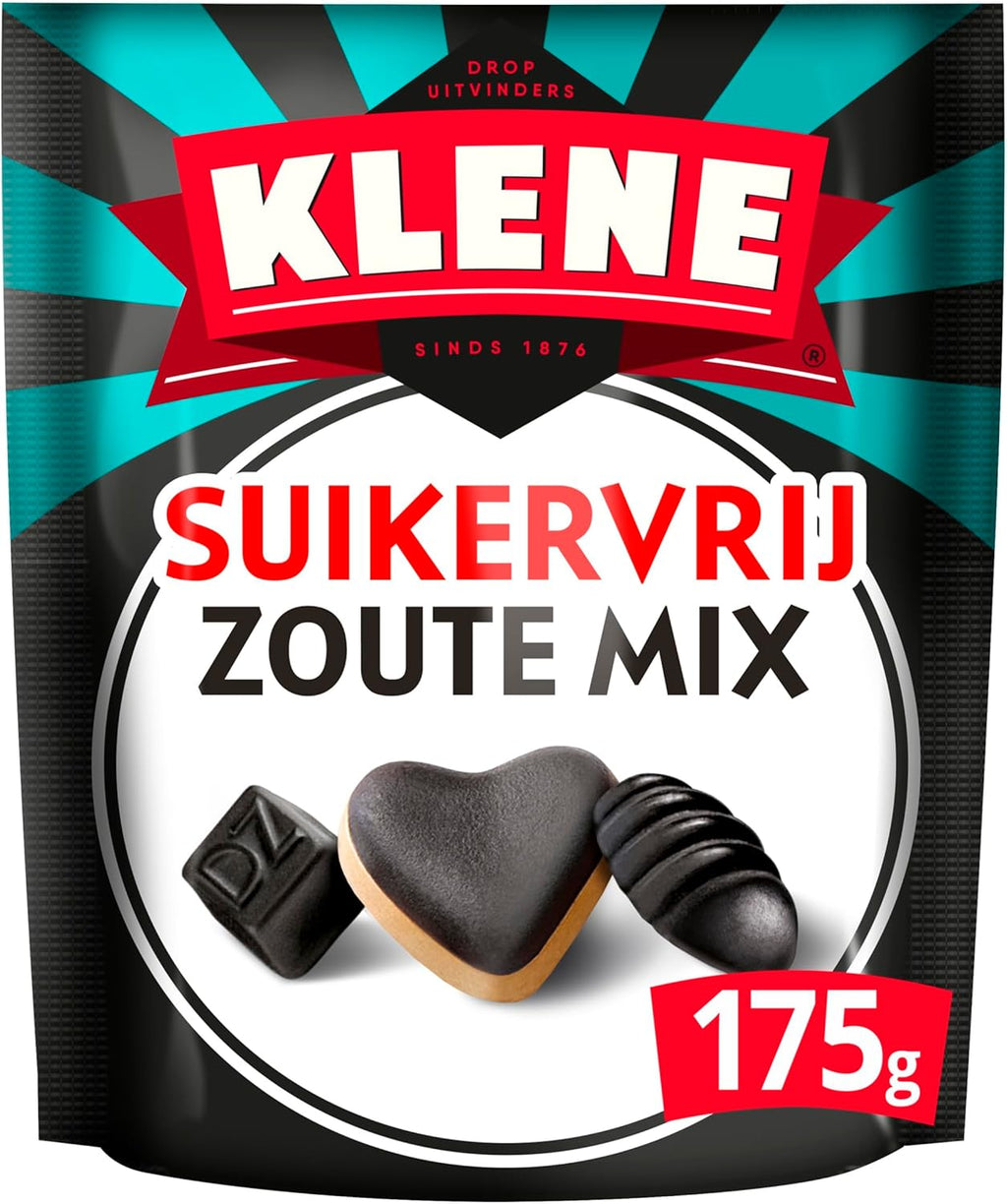 Klene Suikervrij Zoute Mix I Semisoft Sugarfree Salty Licorice Candy Mix I 175g 6.1 ounce