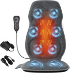 Back Massager with Soft Plush Fabric Cover, Massage Seat Cushion with 8 Vibration Motors & 2 Heating Levels, Chair Massager for Recliner, Office Chair, Sofa Use