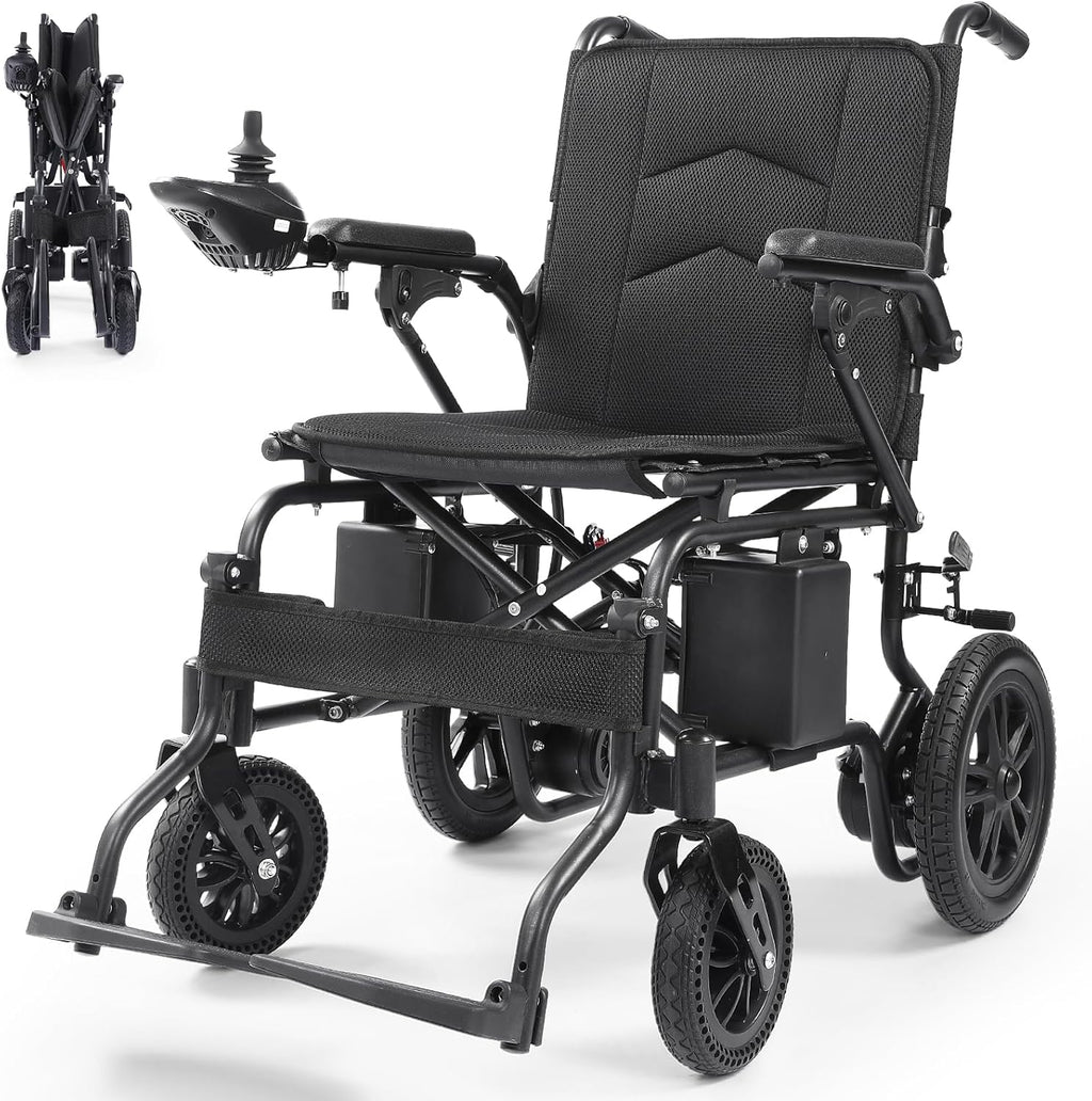 15 Miles Electric Wheelchair for Adults, Foldable Motorized Wheelchair, Portable Power Wheelchairs for Senior, Black