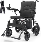 15 Miles Electric Wheelchair for Adults, Foldable Motorized Wheelchair, Portable Power Wheelchairs for Senior, Black