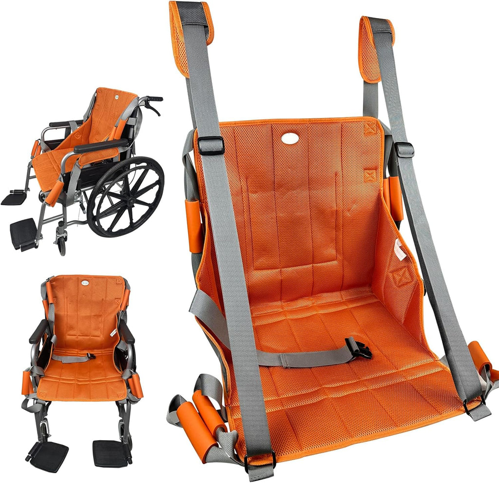 Upgrade Wheelchair Transfer Sling Seat Cushion Lift Stair Slide Board Emergency Evacuation Elevator Slide Pad Three Layer Design Durable Lifting Sling for Elderly Bariatric Handicap – Orange