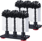Havawish 2 Pack Water Bottle Cleaning Brush with Suction Base, 3 Head Bristle Bar Glass Washer for Sink, Cup Washer Brush Cleaner for Bar Beer Cup, Wine Glass(7.3 x 3.7 x 7.5)