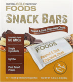 California Gold Nutrition Foods, Peanut & Dark Chocolate Chunk Bars with Dry Roasted Almonds, Chicory Root Fiber, Pea Crisps and Honey, 12 Bars, 1.4 oz (40 g) Each