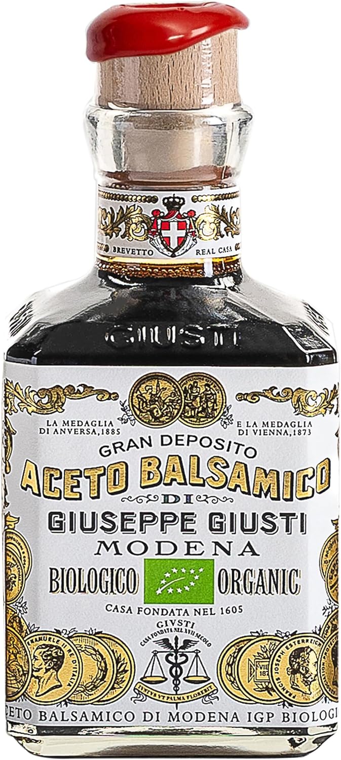Giusti Organic Balsamic Vinegar of Modena IGP – 2 Gold Medals Gourmet Aceto Balsamico di Modena, Rich Flavor for Salads, Marinades, Cheese & Finishing, Made in Italy – 8.45 fl oz (250 ml) - Pack of 1