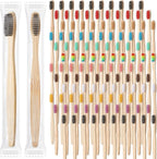 Sieral 120 Pcs Bamboo Toothbrushes Bulk, Soft Bristle Bamboo Toothbrush, Individually Wrapped for Adults Travel Family Hotel Party, 7 Inch 12 Color