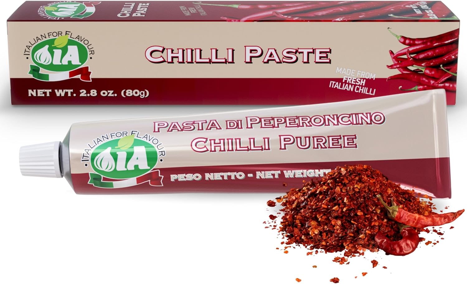 IA Chilli Paste Ready to Use in a 2.82oz (80g) Tube - Perfect for Sauces, Avocado Toast and Salads, Gluten-Free, Recyclable and Anti-Waste Packaging