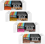 KIND Protein MAX Bars Variety Pack, Gluten Free, Low Sugar, High Fiber Snacks, Crispy Chocolate Peanut Butter, Sweet & Salty Caramel Peanut, Raspberry Cocoa, Dark Chocolate, 20g Protein, 12 Count
